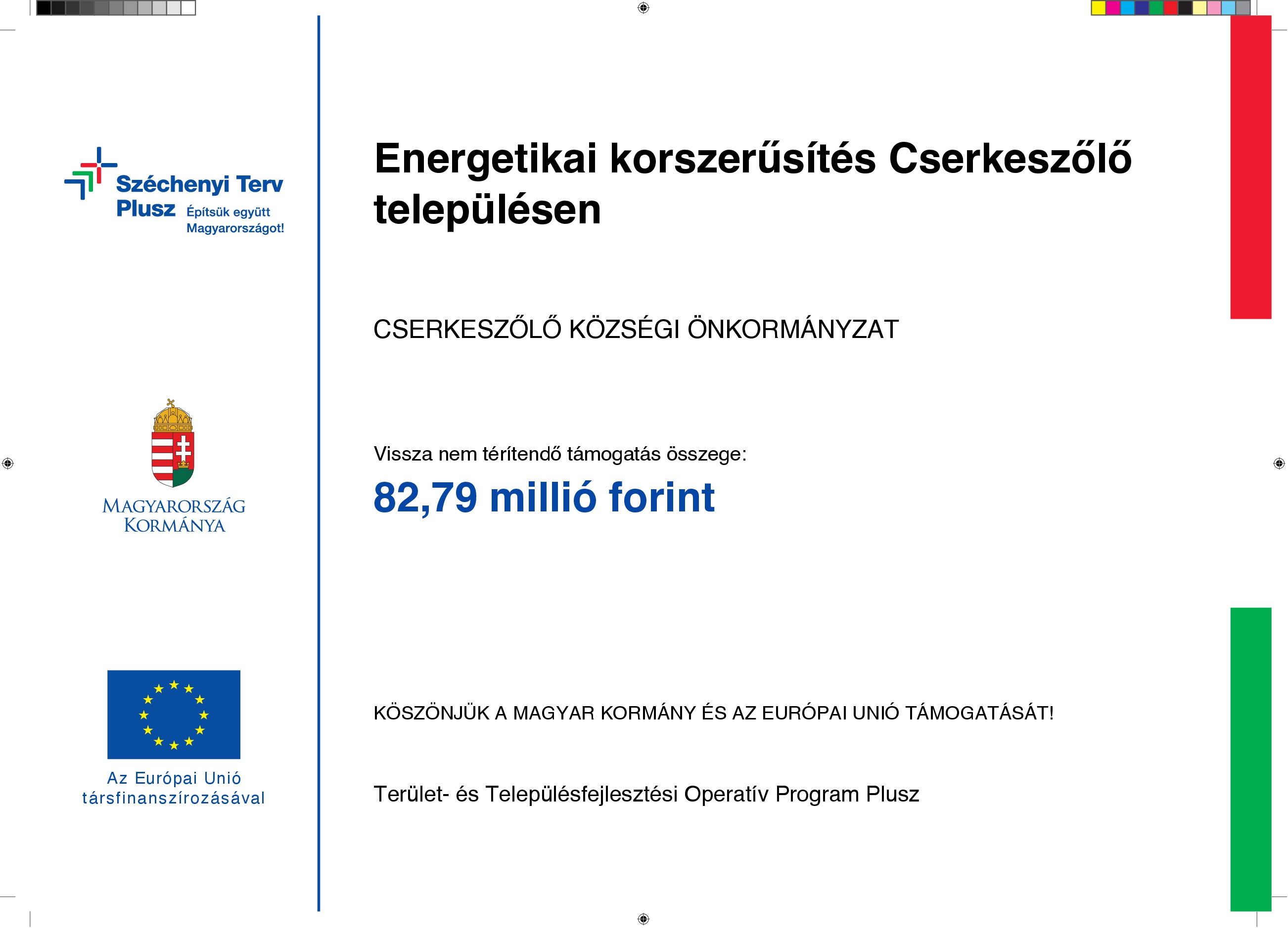 Energetikai korszerűsítés Cserkeszőlő településen