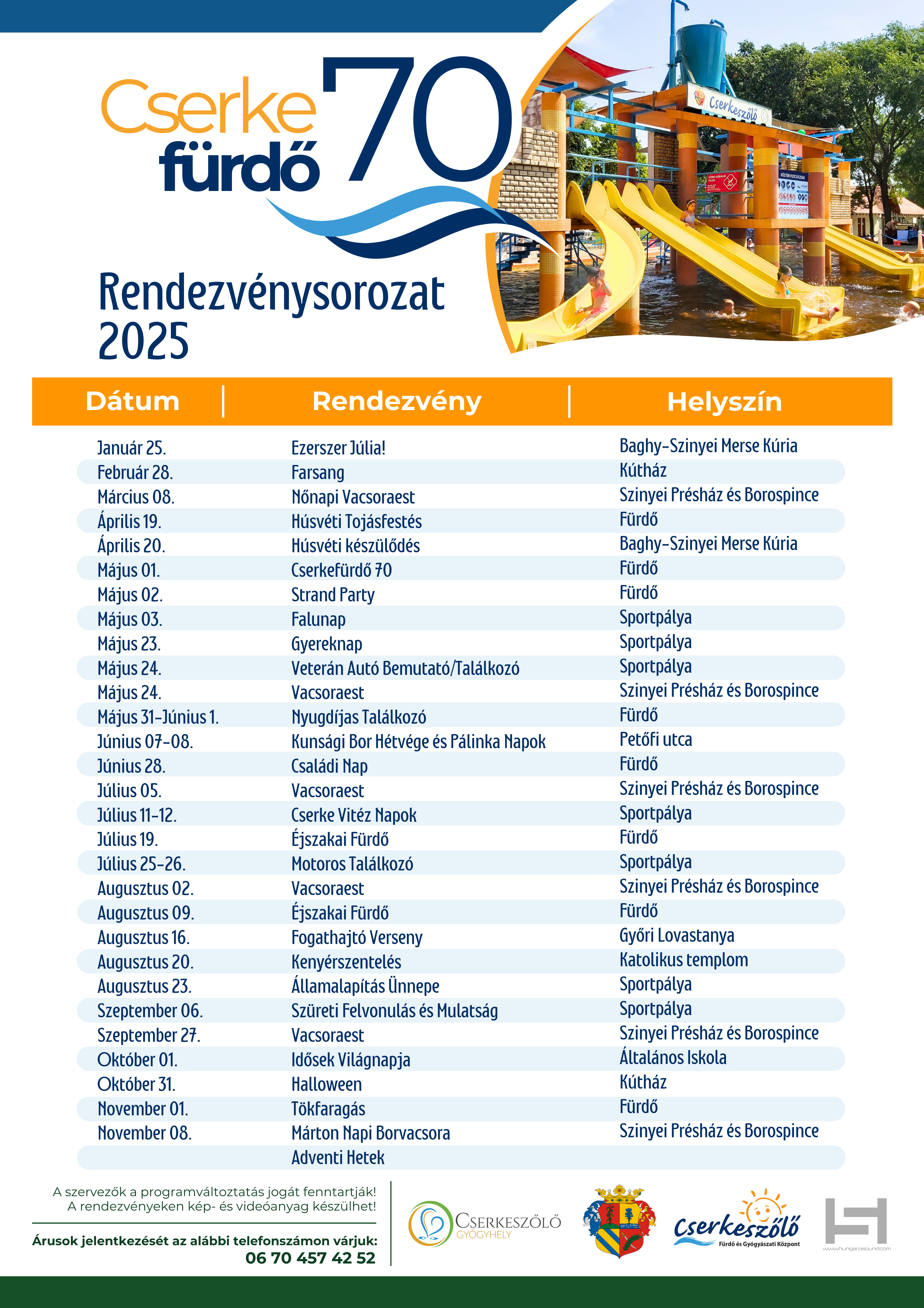 Cserkeszőlői Rendezvénynaptár 2025