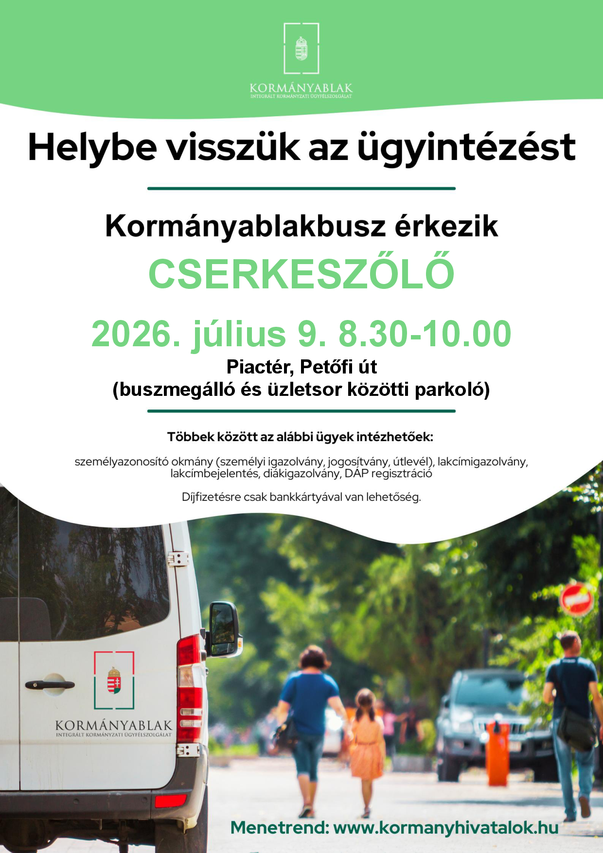 Kormányablakbusz menetrend