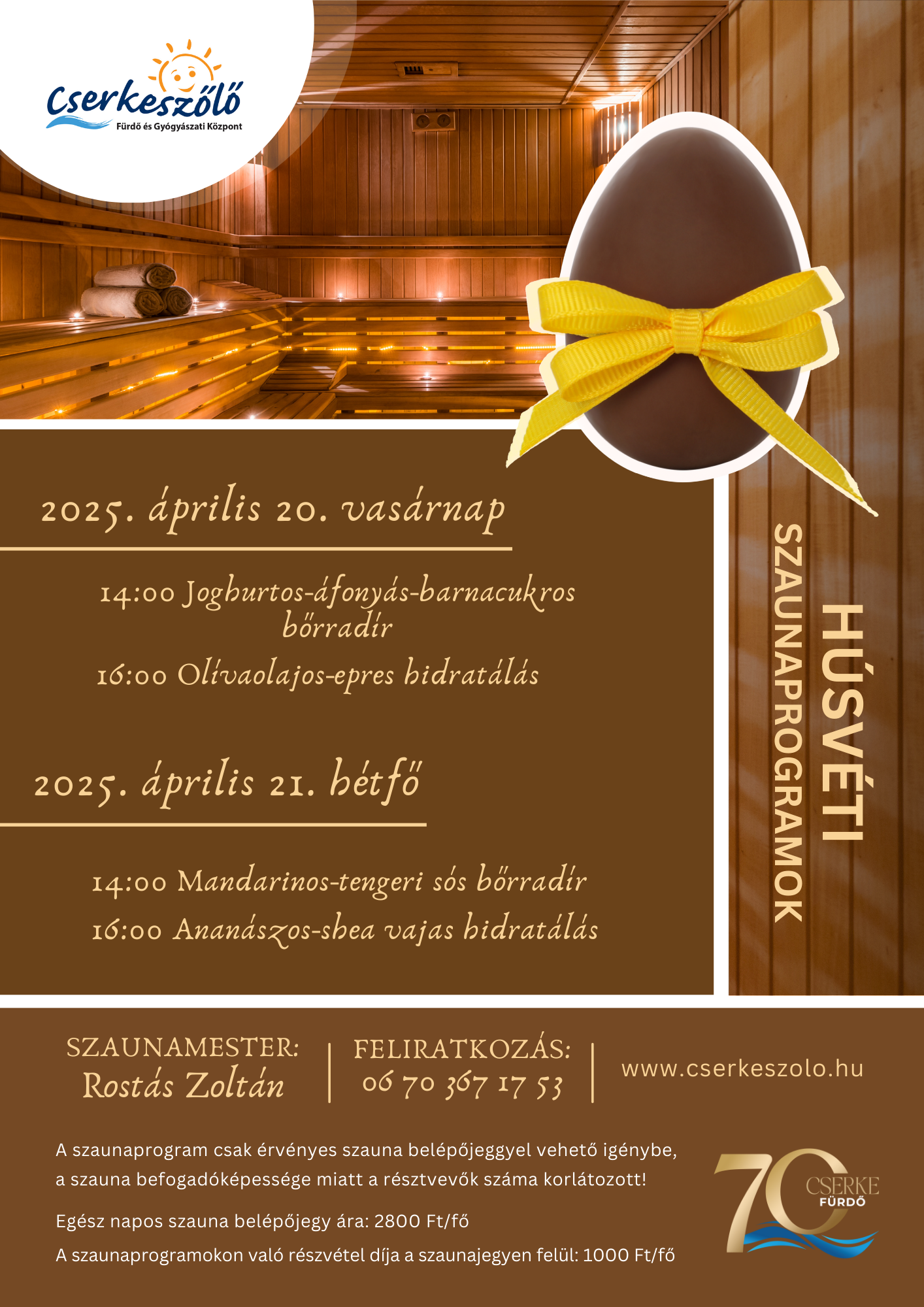 Húsvéti szaunaprogramok