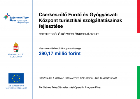 Turisztikai fejlesztés a Cserkeszőlői Fürdő és Gyógyászati Központban